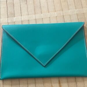 Baekgaard Leather Stylish Turquoise Envelope Clutch